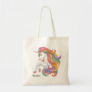 Individuelle Name Farbenfrohe Einhorn Tragetasche