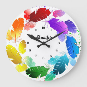 Individuelle Name Farbenfrohe Federn Stilvolle Wal Große Wanduhr