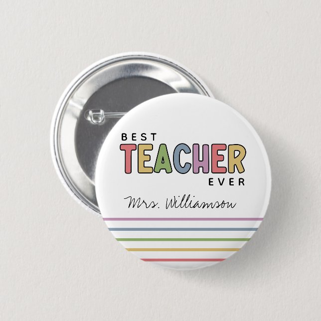 Individuelle Name Farbenfrohe Lehrer Wertgutschein Button (Vorne & Hinten)