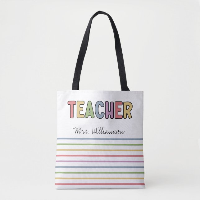 Individuelle Name Farbenfrohe Lehrer Wertgutschein Tasche (Vorderseite)