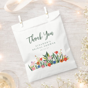 Individuelle Name Farbenfroher Garten Blumenstrauß Geschenktütchen