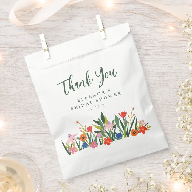 Individuelle Name Farbenfroher Garten Blumenstrauß Geschenktütchen (Ausgeschnitten)