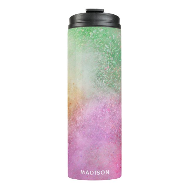 Individuelle Name Farbexplosion Thermal Tumbler Thermosbecher (Vorderseite)