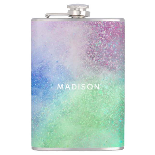 Individuelle Name-Farbexplosionsflasche Flachmann (Vorderseite)