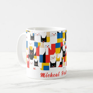Individuelle Name Farbige Katzenmuster Tasse
