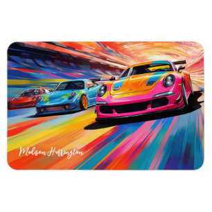 Individuelle Name Farbige Sportskizzen Magnet