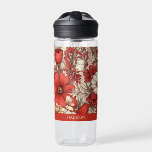 Individuelle Name Farbiges Blume Muster Trinkflasche