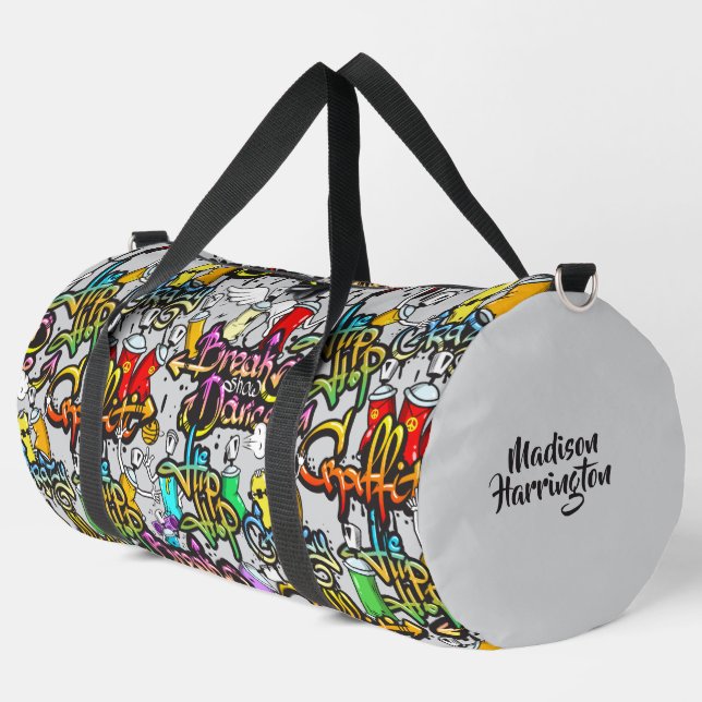 Individuelle Name Farbiges Hiphop-Muster Duffle Bag (Linke Ecke)