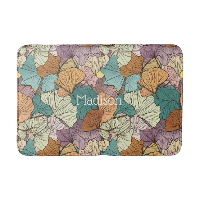 Individuelle Name Farbiges Leaf-Muster Badematte (Vorderseite)