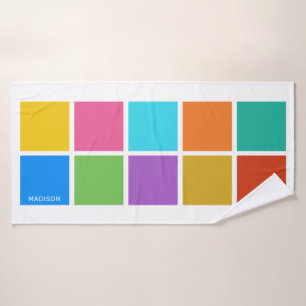 Individuelle Name-Farbquadrate Badehandtuch