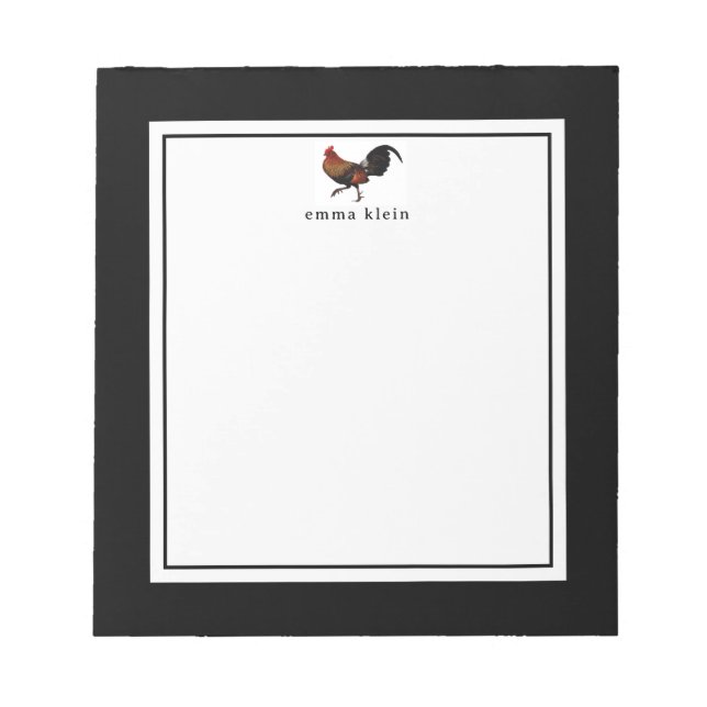 Individuelle Name Farmhouse Rooster Chicken Notizblock (Vorderseite)