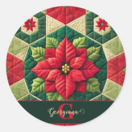 Individuelle Name Festivals Blumenpatchwork Poinse Runder Aufkleber