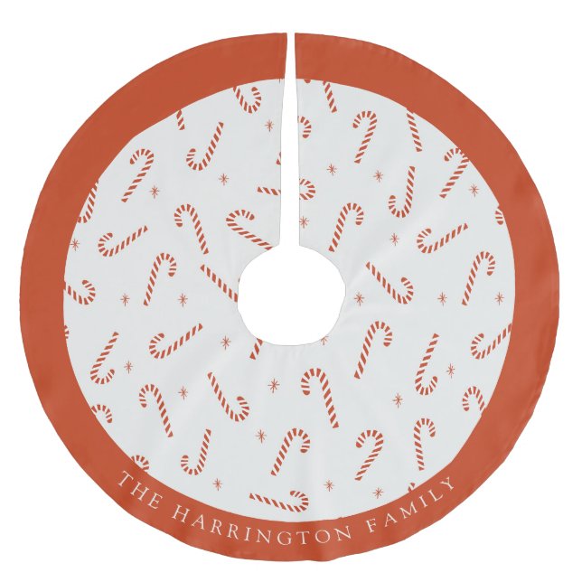 Individuelle Name Festive Candy Cane Weihnachten Polyester Weihnachtsbaumdecke (Vorderseite)