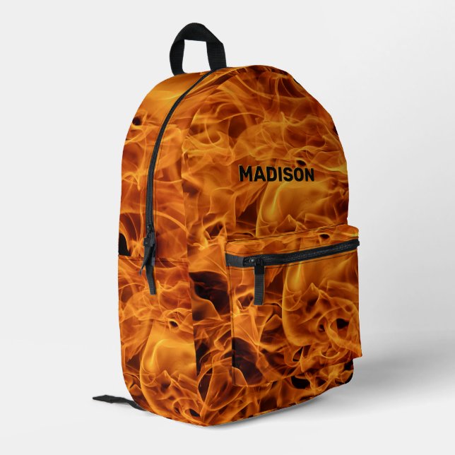 Individuelle Name Feuer Flammen Bedruckter Rucksack (Rückseitige Ecke links)