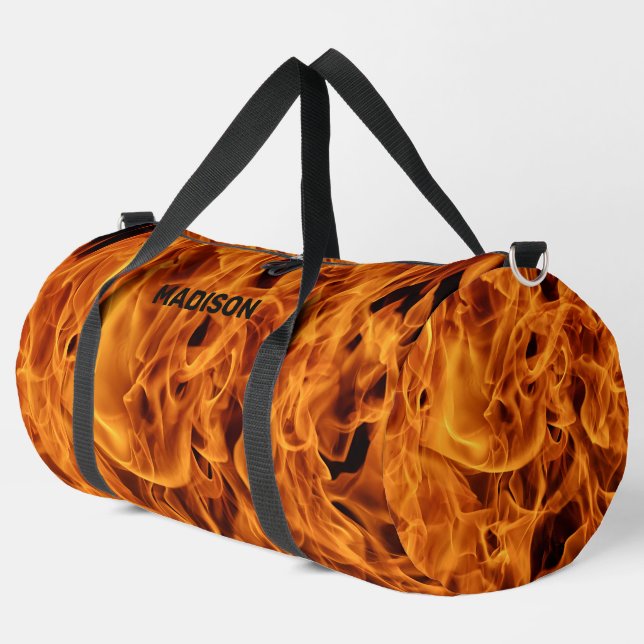 Individuelle Name Feuer Flammen Duffle Bag (Linke Ecke)