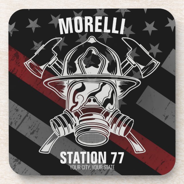 Individuelle Name Feuerwehrfeuerwehr Getränkeuntersetzer (Vorderseite)