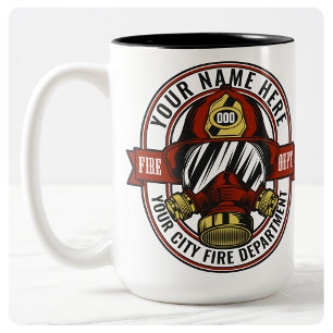 Individuelle NAME Feuerwehrhelm-Maske Feuerrettung Zweifarbige Tasse