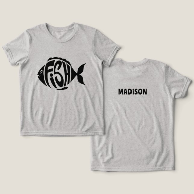 Individuelle Name Fish Tri-Blend Shirt (Design Vorderseite & Rückseite)