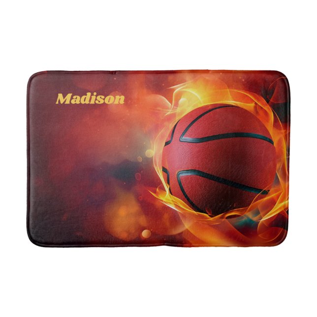 Individuelle Name Flaming Basketball Badematte (Vorderseite)