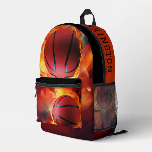 Individuelle Name Flaming Basketball Bedruckter Rucksack