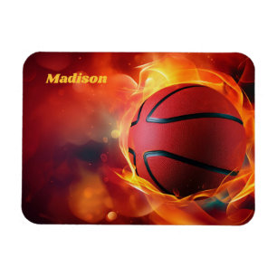 Individuelle Name Flaming Basketball Magnet