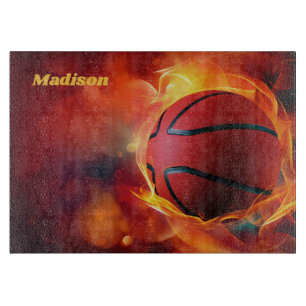 Individuelle Name Flaming Basketball Schneidebrett
