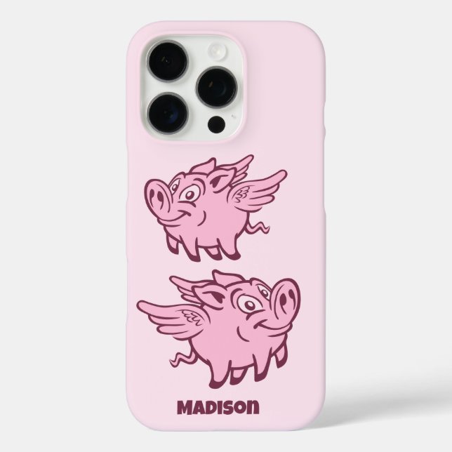 Individuelle Name Fliegende Schweine iPhone 16 Pro Hülle (Rückseite)