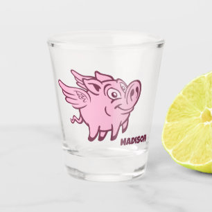 Individuelle Name Fliegende Schweine Schnapsglas