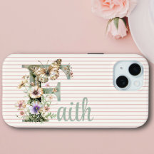 Individuelle Name | Floral Butterfly Initial Sage 