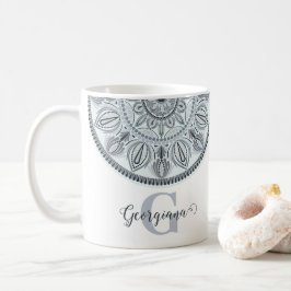 Individuelle Name Floral Harmony Gray Monotone Man Kaffeetasse