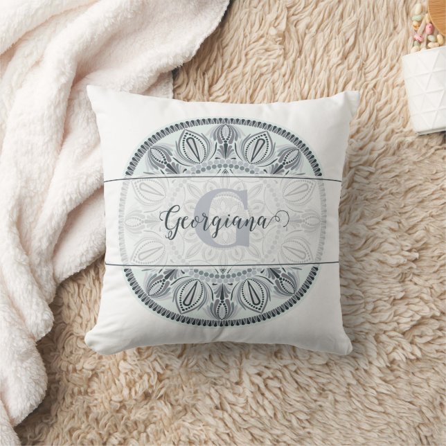 Individuelle Name Floral Harmony Gray Monotone Man Kissen (Decke)