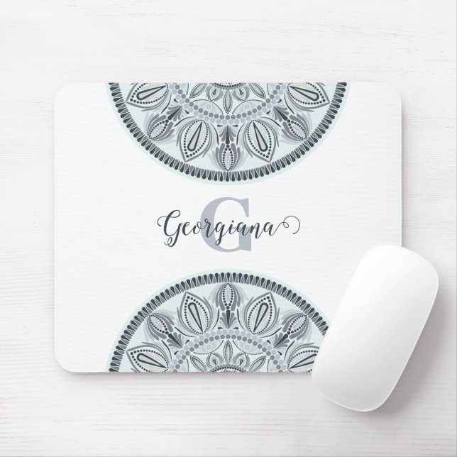 Individuelle Name Floral Harmony Gray Monotone Man Mousepad (Mit Mouse)