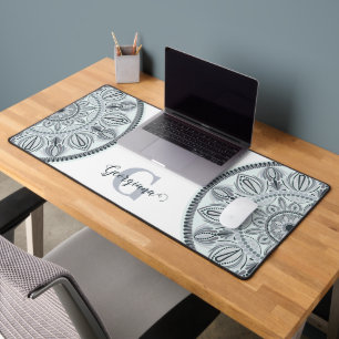 Individuelle Name Floral Harmony Gray Monotone Man Schreibtischunterlage