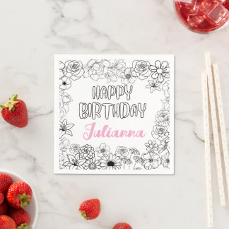 Individuelle Name Floral Napkins Serviette