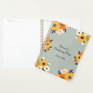 Individuelle Name Floral Planer