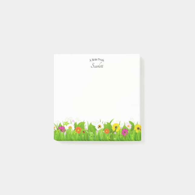 Individuelle Name Floral Post-it Klebezettel (Vorderseite)