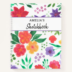 Individuelle Name Floral Sketchbook Notebook Notizbuch