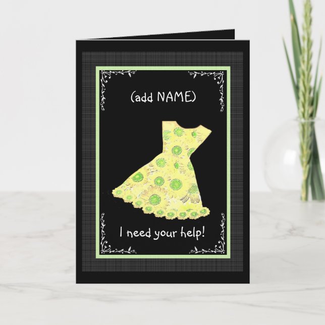 INDIVIDUELLE NAME Flower Girl SPRING Gelbe Kleidun Einladung (Vorderseite)