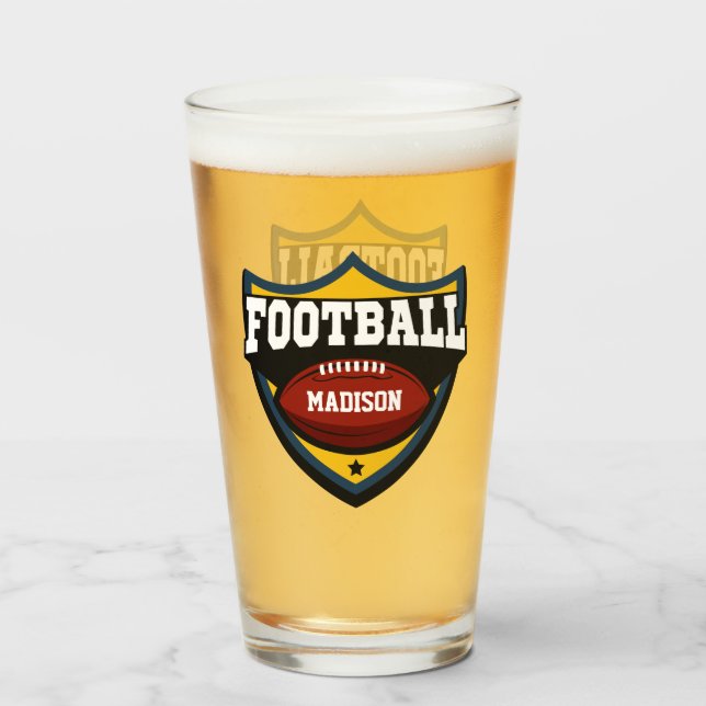 Individuelle Name Football-Logo Glas (Rückseite (gefüllt))