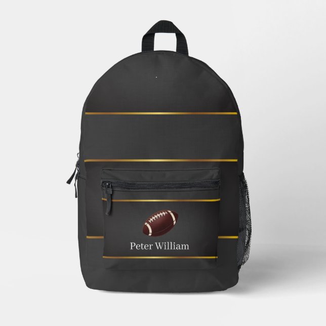 Individuelle Name Football Lover High School Label Bedruckter Rucksack (Vorderseite)