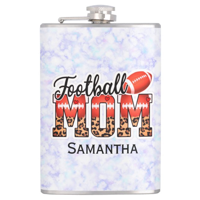 Individuelle Name Football Mama | Muttertag Flachmann (Vorderseite)