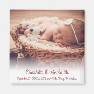Individuelle Name Foto Baby Girl Geburtserklärung  Magnet