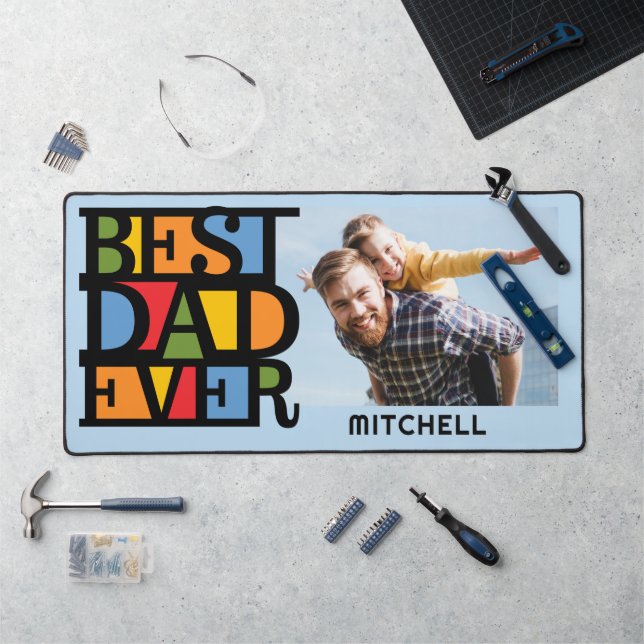 Individuelle Name & Foto Bester Vater je Schreibtischunterlage (Arbeitsplatz)