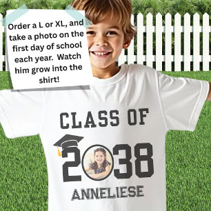 Individuelle Name, Foto, Handprint-Klasse von 2038 T-Shirt