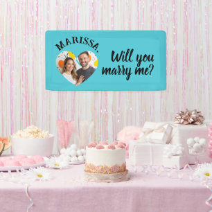 Individuelle Name Foto Herz wirst du mich heiraten Banner