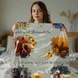 Individuelle Name Foto Pferde Pet Grau mit Sonnenb Fleecedecke