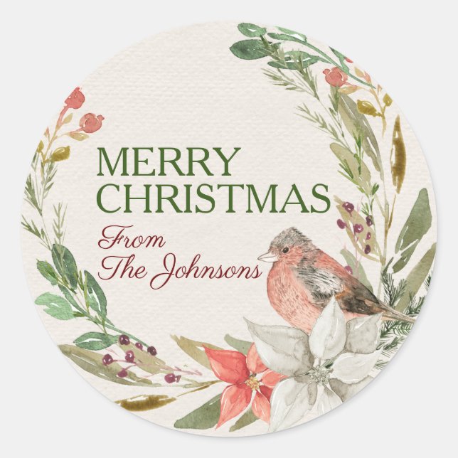 Individuelle Name Frohe Weihnachtsgebirgswelt Runder Aufkleber (Vorderseite)