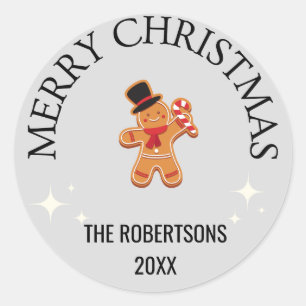 Individuelle Name Frohe Weihnachtsgingerbäckerin M Runder Aufkleber