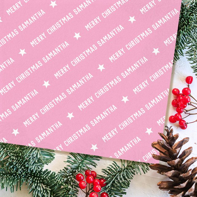 Individuelle Name Frohe Weihnachtstypografie Candy Seidenpapier (Von Creator hochgeladen)