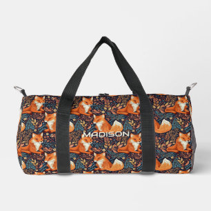 Individuelle Name-Füchse und Blattmuster Duffle Bag